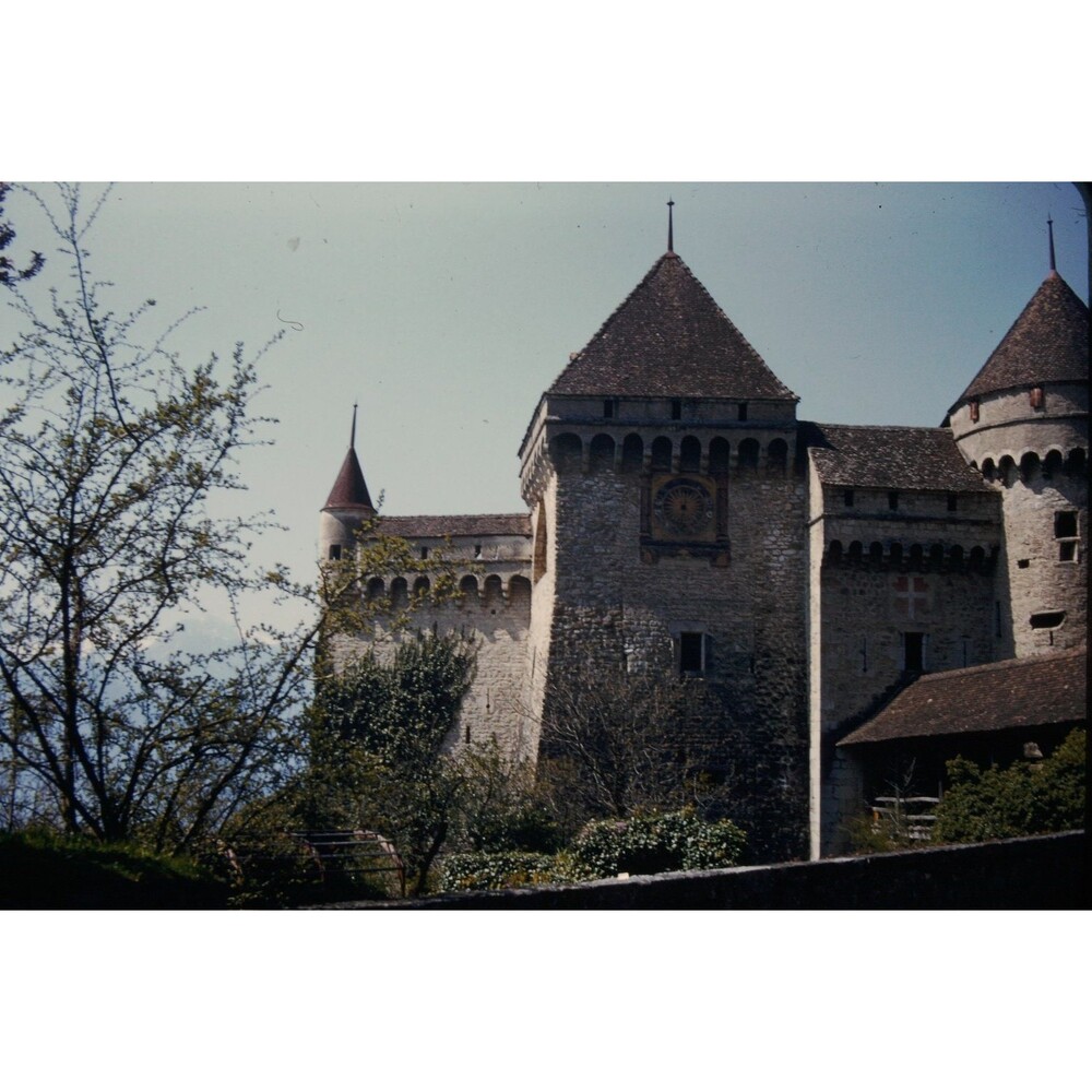 Kodak 35mm 1950s Red Border Kodachrome, Chillon Castle, Lake Geneva, Switzerland